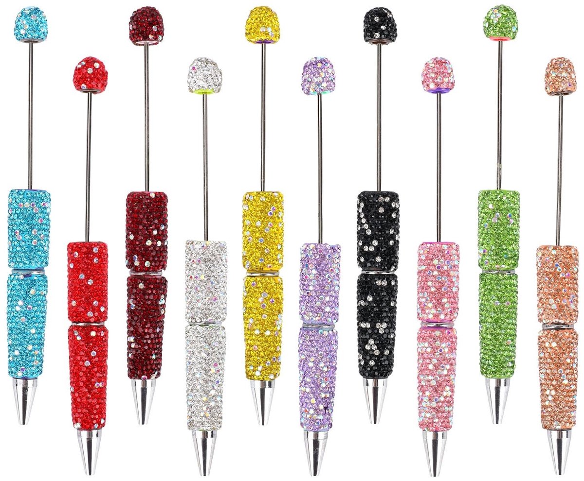 ONF3 - Glitter Bead Pens - Kleurige Balpennen - Creatieve Balpennen - Voor Meisjes - Strass Versiering - Perfect voor Knutselen - 10 Stuks - Mul...