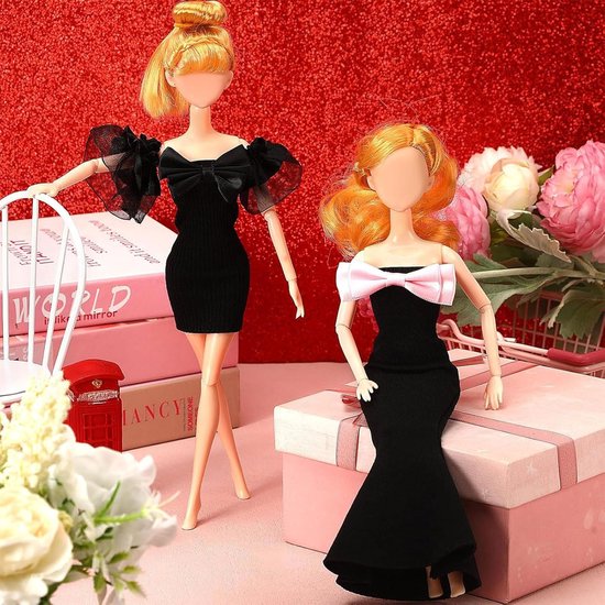 Poppenkleding Set - Jurkjes Poppen - Poppen Aankleden - Handgemaakte Details - 30 cm Poppen - Zwart — afbeelding 5