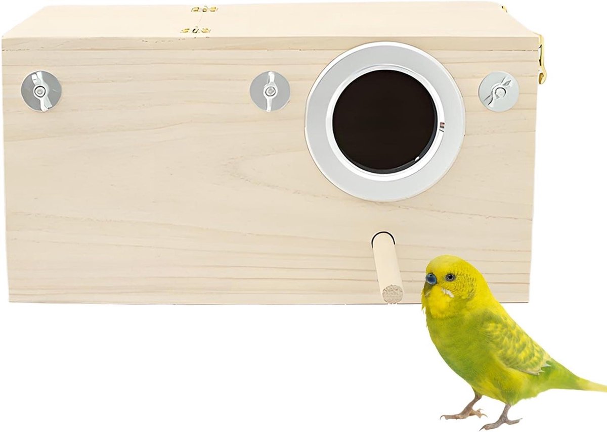 Vogelbroedkast Hout - Nestkast Papegaai - Vogels Huisvesten - Ademend Natuurlijk Materiaal - 29x15x15cm - Natuurlijk Hout
