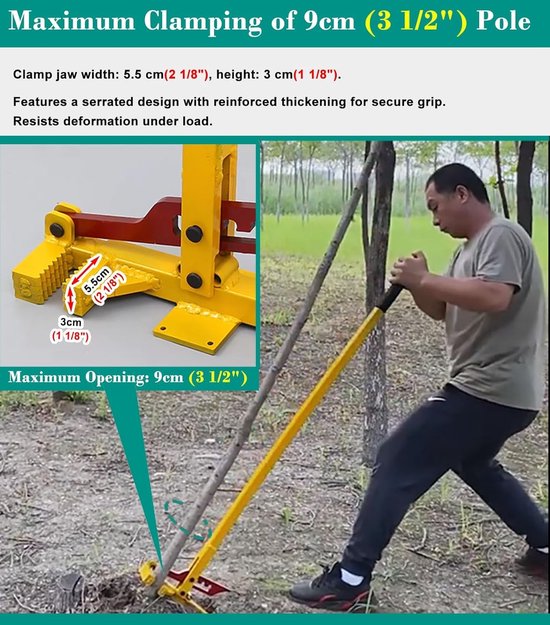 Paaltrekker - Stronkenverwijderaar - Tuin opruimen - Energiebesparende hefboom - 137 cm - Zwart — afbeelding 4