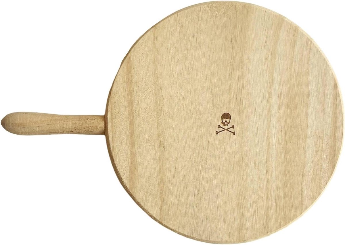 Snijplank Beukenhout - Hakplank Rond - Snijden en Serveren - Met Handgreep - Ø 21 cm - Houtkleur