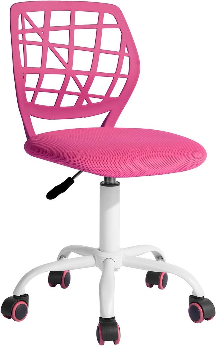 Ergonomische Bureaustoel - Kantoorstoel Draaibaar - Thuiswerken Comfort - In hoogte verstelbaar - 44 x 40 x 86 cm - Roze