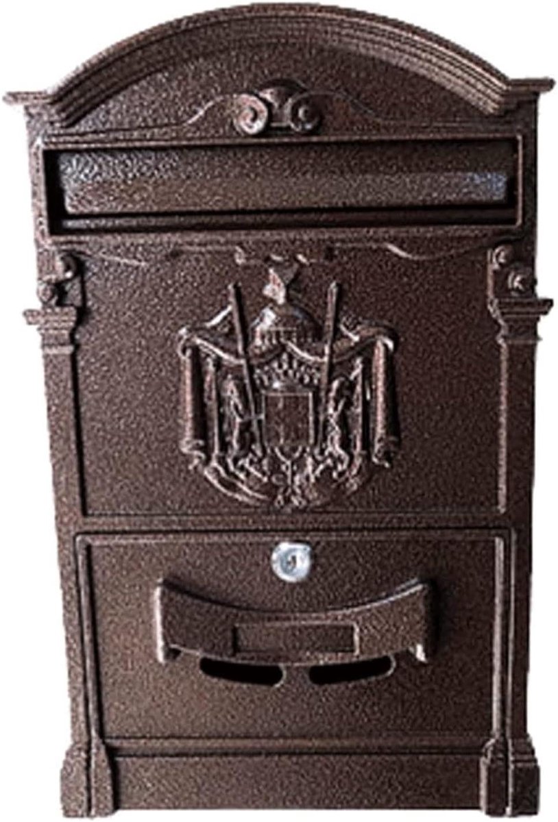 Brievenbus Wandmontage - Postbus Pakketbox - Post Ontvangen - Weerbestendig Metaal - 26 x 9 x 41 cm - Wave Bronze