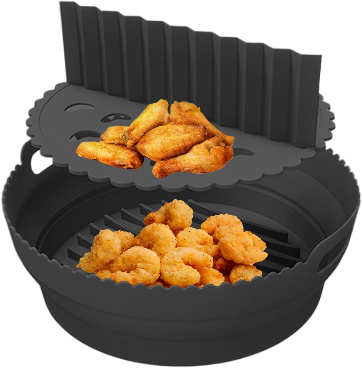 Airfryer Inlegvellen - Airfryer Mand - Gezond Koken - Smaak Scheiding - 215 cm - Zwart