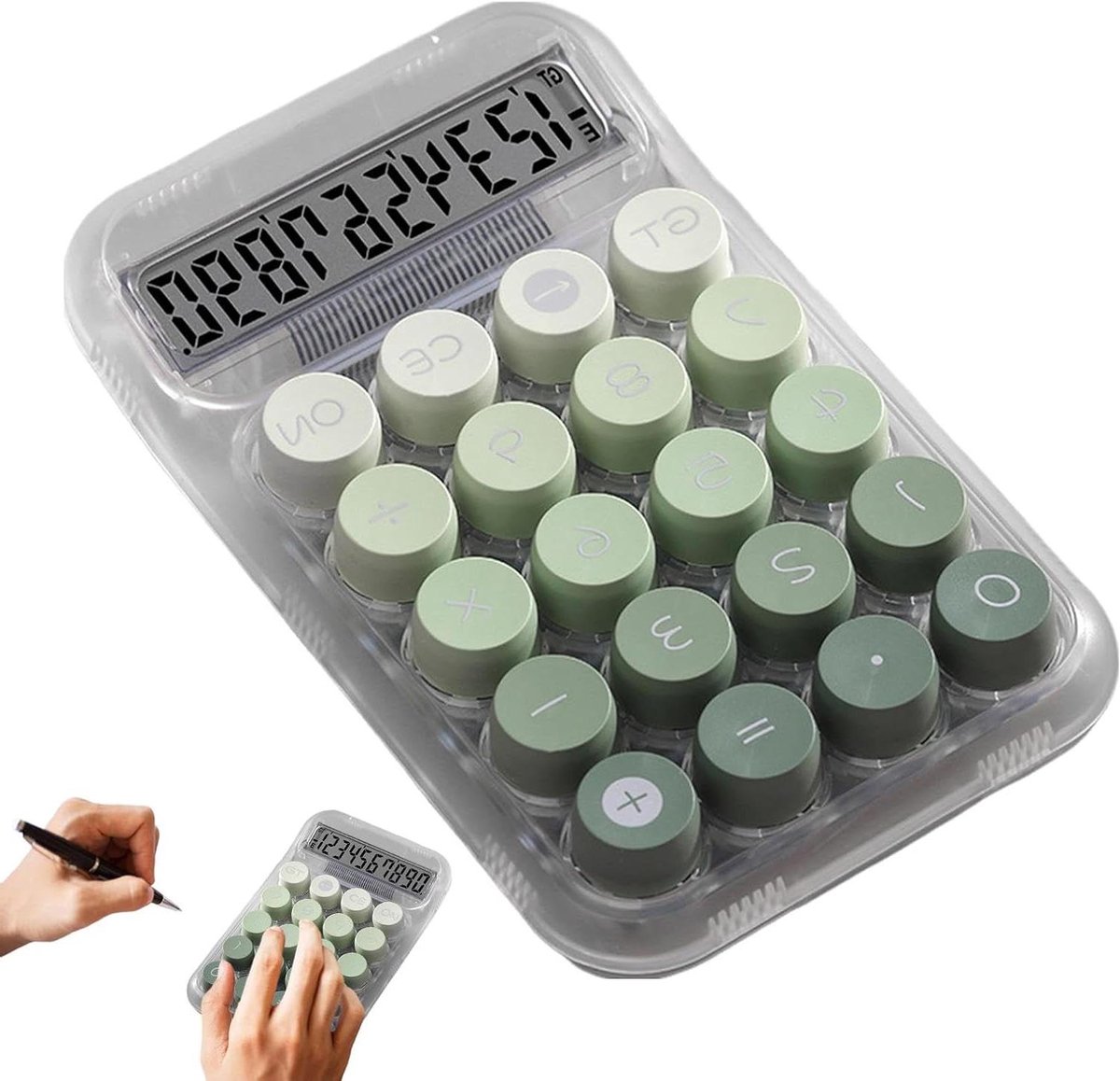 Desktop Rekenmachine - Tafelmodel Calculator - Dagelijkse Berekeningen - Mechanische Toetsen - 95 x 150 mm - Groen