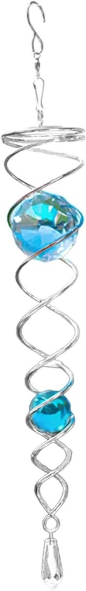Decoratieve Tuinspiraal - Windmolen Kristal - Tuin Decoratie - Kristal Regenboog Effect - 228 cm - Blauw