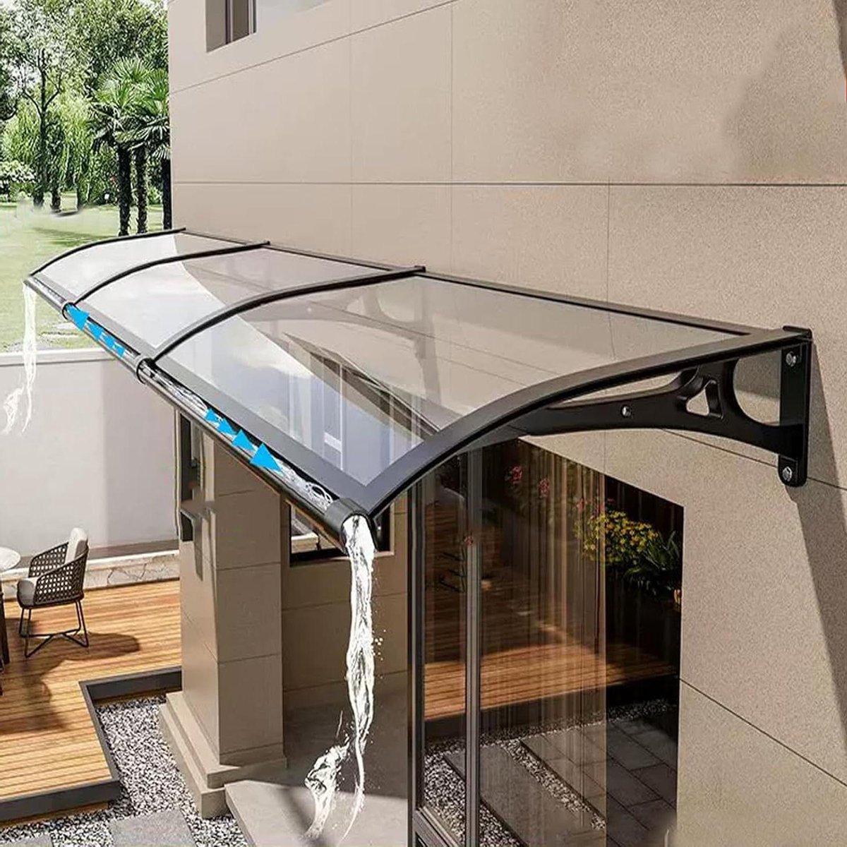 Voordeur Luifel - Deur Afdak - Bescherming Buiten - UV Blokkerend - 60x220cm - Transparant