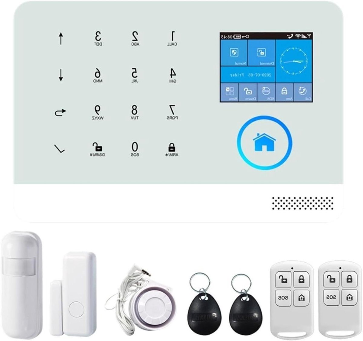 Wifi GSM Alarmsysteem - Draadloos Inbreker Systeem - Huis Beveiligen - 2.4-inch TFT Scherm - 185x125x14.7MM - Set-B