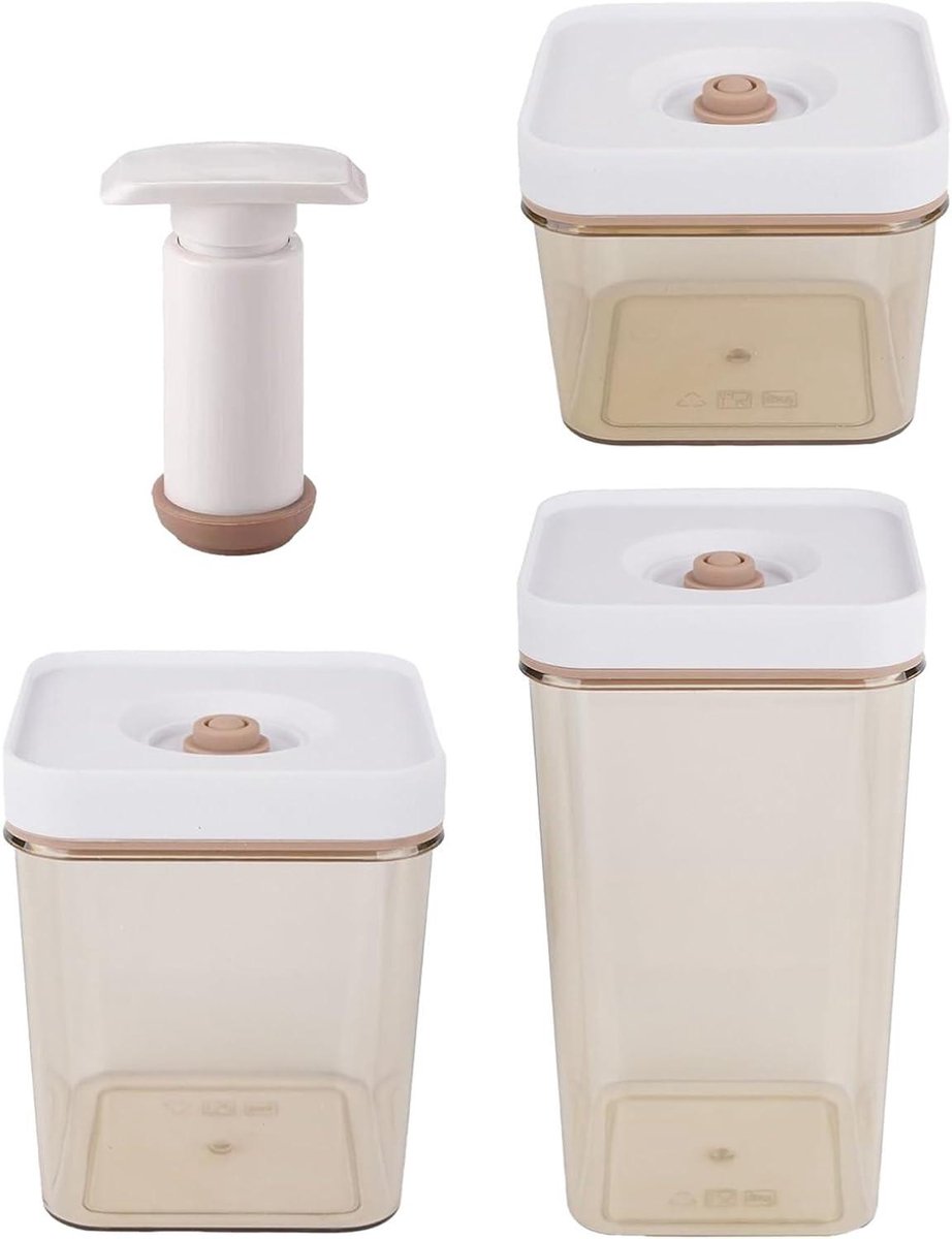 Vacuüm Voedselcontainers - Maaltijdpreparatie Bewaarbox - Voedsel Bewaren - Lekdicht en Stapelbaar - 26L x 21B x 13H cm - Wit