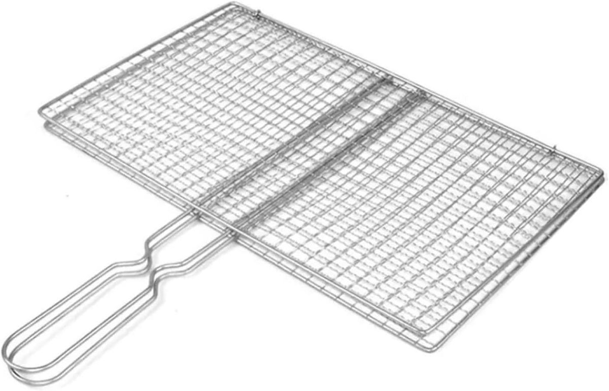 Barbecue Grillrooster - Visnet Kookrooster - Buiten Koken - Gelijkmatig Verwarmd - 20x35cm - Zilver