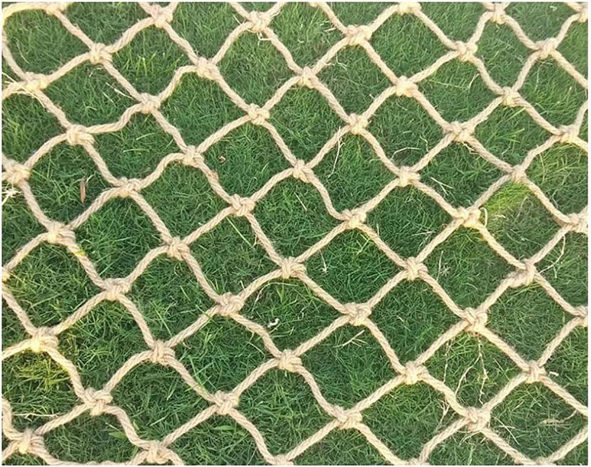 Veiligheidsnet Touw - Beschermnet Huisdier - Kinderen Beveiligen - Handgeweven Hennep - 5x5 Meter - Natuurlijk