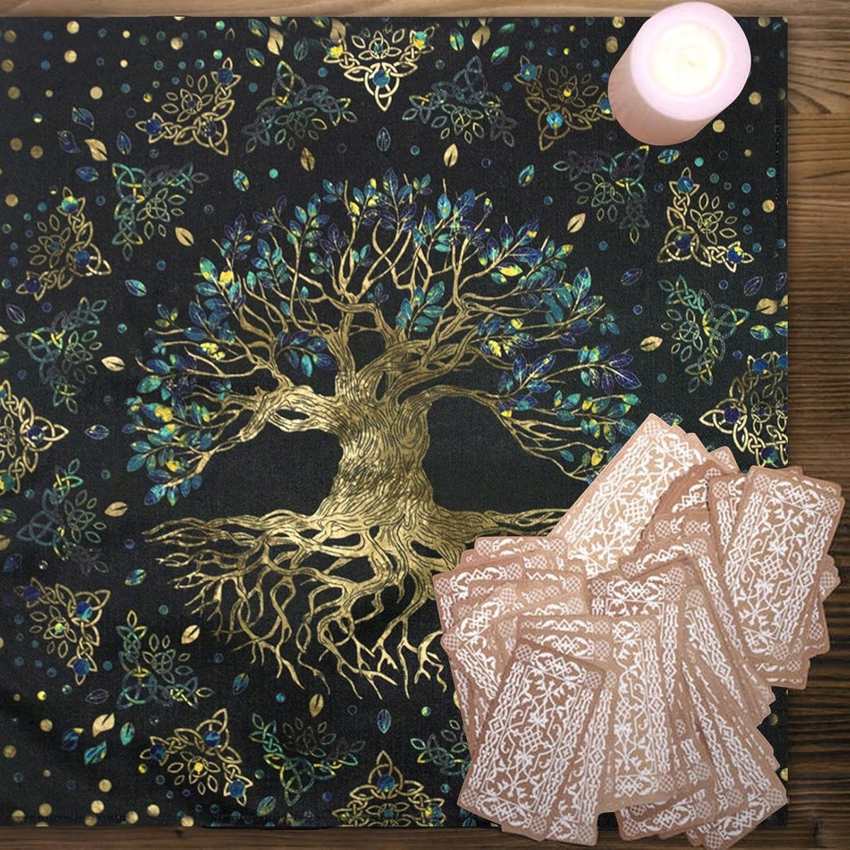 Tarot Tafelkleed Vierkant 60x60cm voor Waarzeggerij en Altaar