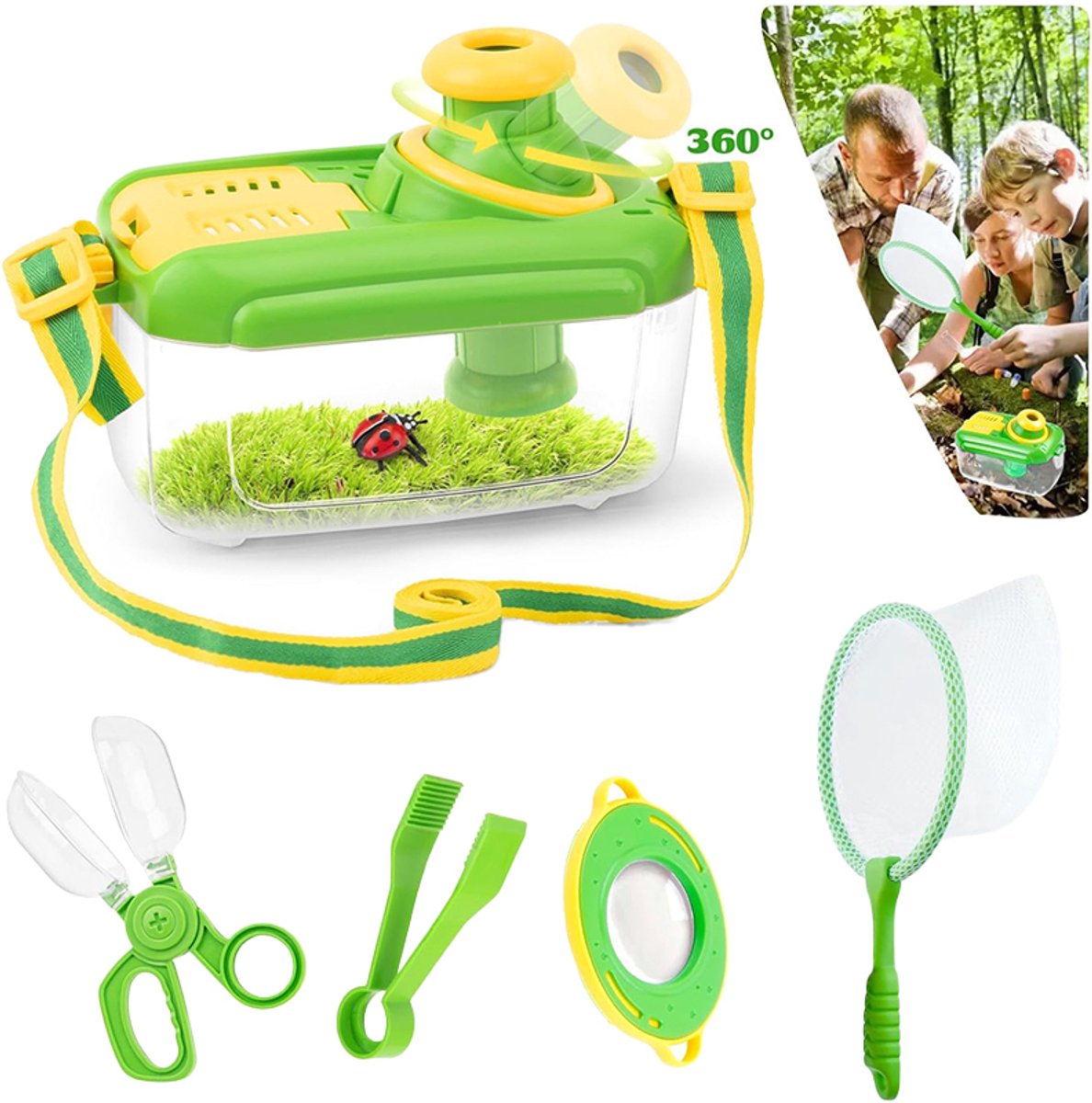 Insectenvanger Set voor Kinderen - Buiten Avontuur Speelgoed - Inclusief Observatiebox en Vergrootglas - Vangen en Bestuderen van Insecten - Kindercatch Kit