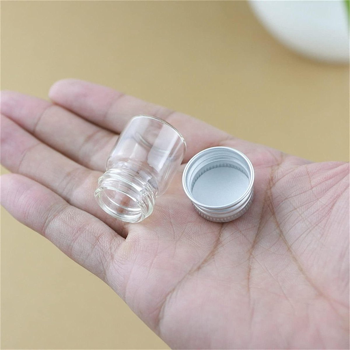 Glazen Potjes - Mini Flesjes - Kleine Zaken Opslag - Met Schroefdop - 5 ml - Transparant