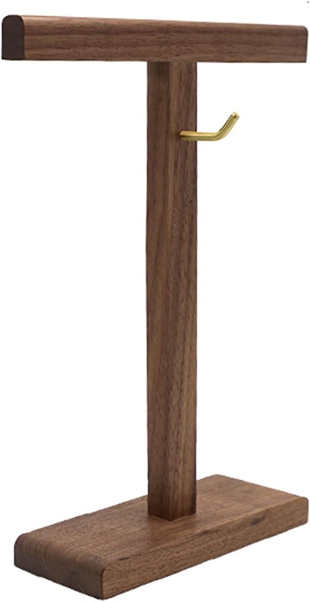 Hoofdtelefoonstandaard - Headset houder - Bureau organiseren - Massief hout - 19x8x32.5mm - Bruin