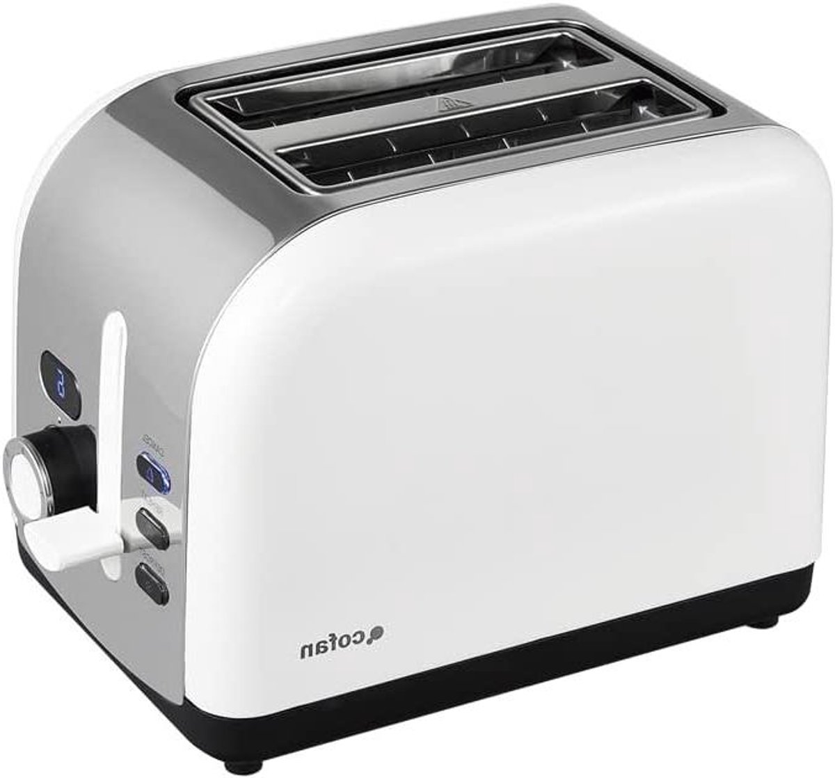 Broodrooster - Toastapparaat - Ontbijt Maken - Digitaal Display - 2 sneden - Wit Roestvrij Staal