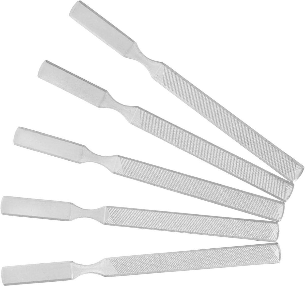 Nagelvijlen Set - Manicure Vijlen - Nagels Vijlen - Dubbelzijdig Ontwerp - 5 Stuks - Zilver