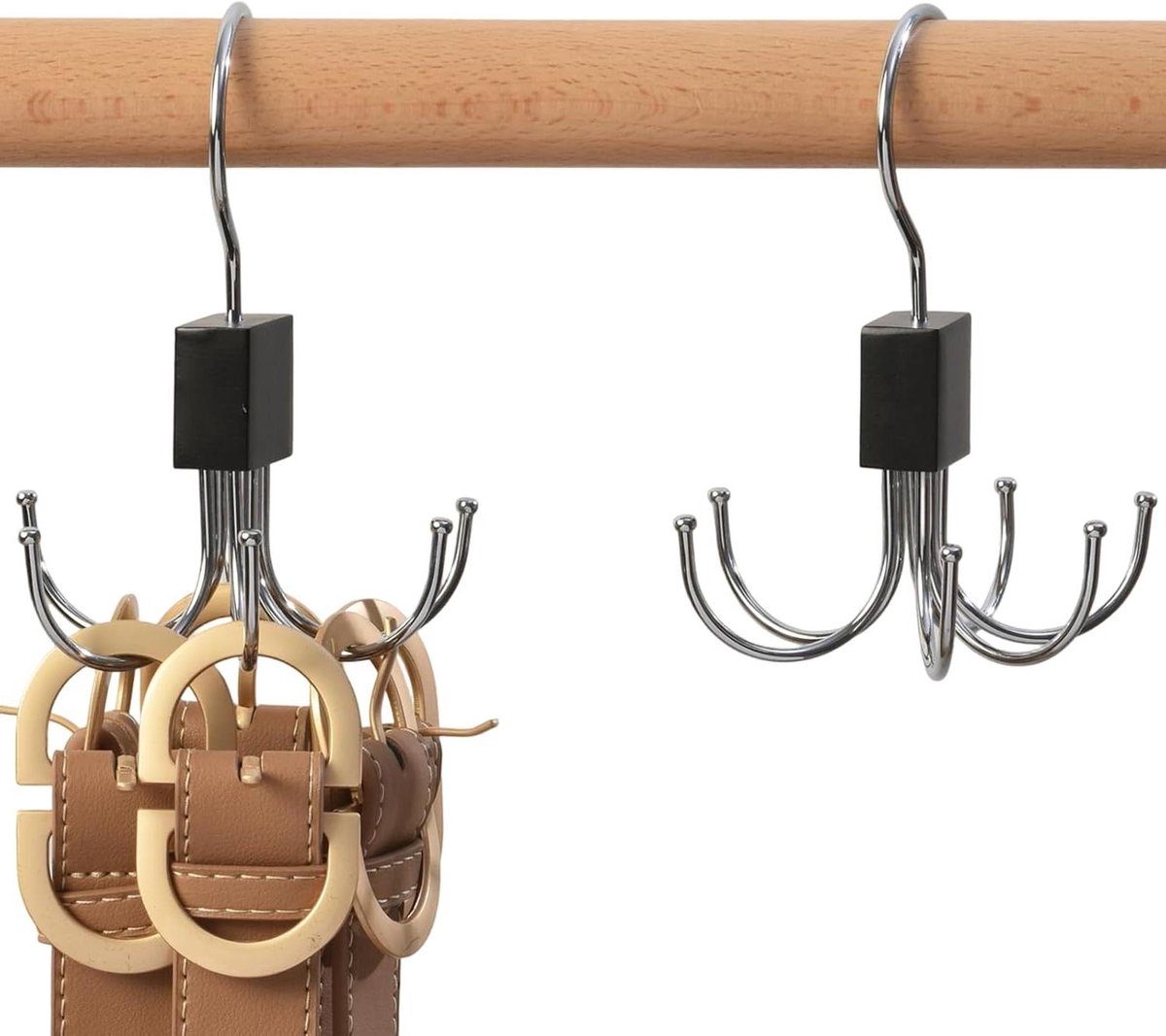 Riemhouder Kast - Accessoirehanger - Kast Organiseren - 360 Graden Draaibaar - 2 Stuks - Zwart
