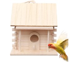 Wooden Bird House Hanging Bird Nest - Garden Decoration Birdhouse, Parakeet Breeding Box for Courtyard Park