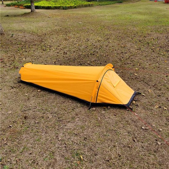Wildkampeer Slaapzak Tent - Backpackers Tent - Buiten Overnachten - Ultralicht en Waterdicht - 220 x 90 cm - Geel — afbeelding 4