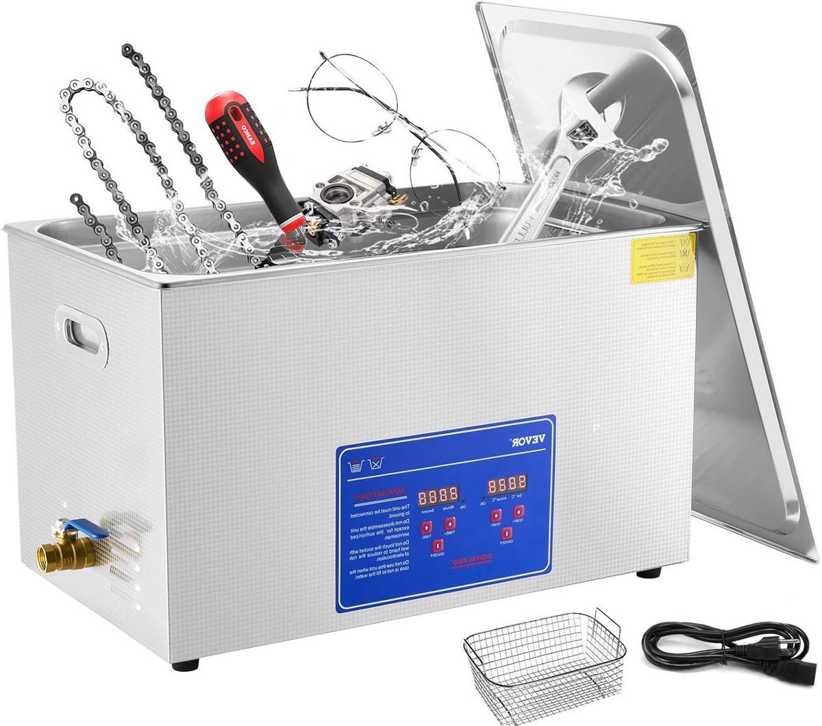 Ultrasone Reiniger - Schoonmaak Apparaat - Diepte Reiniging - Digitale Controle - 30 Liter - Zilver