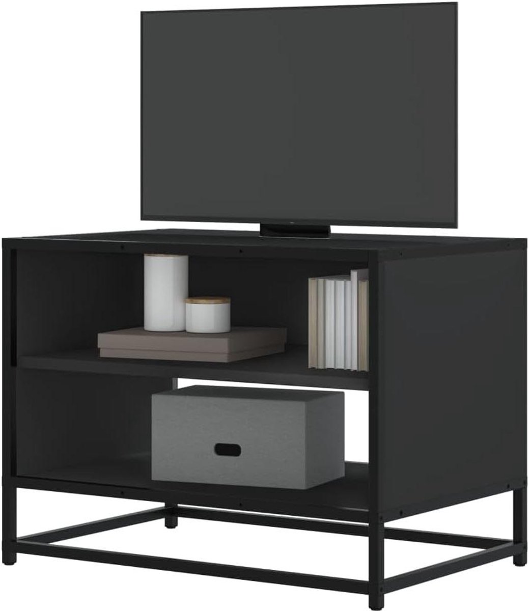 Tv-kast - Tv meubel - Woonkamer opbergen - Stabiel metalen frame - 61x40x46 cm - Zwart