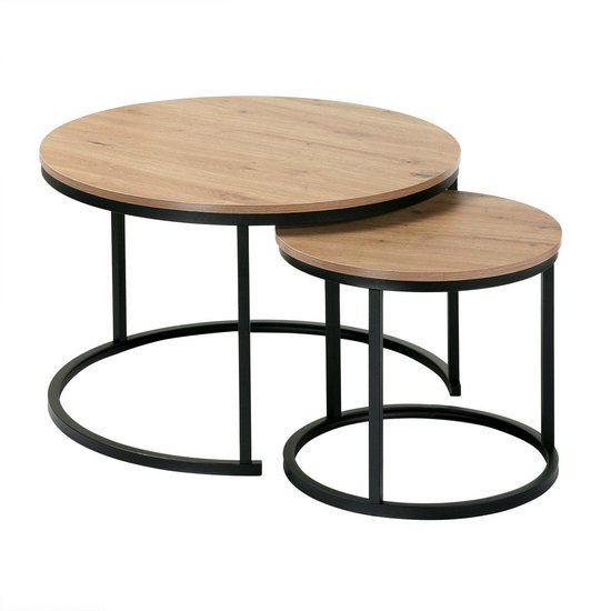 CALICOSY - Set de 2 tables basses rondes gigognes - L70 cm