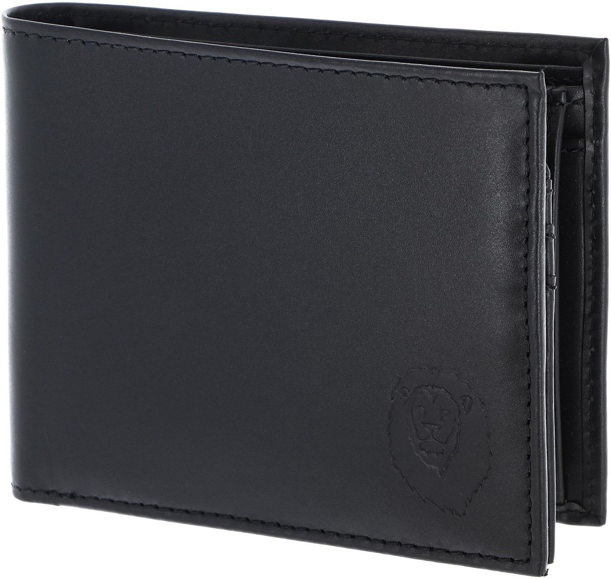 oxmox Leren portemonnee Leather RFID Protect Querscheinbörse Freedom Lion Embossed Black zwart