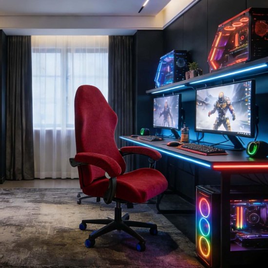 Gaming Stoelhoes Set van 4 Stuks met Armleuningen - Verwijderbaar, Wasbaar en Antislip - Geschikt voor Gaming en Computerstoelen (Rood) — afbeelding 5
