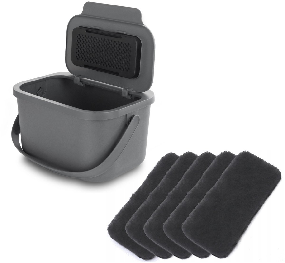 Practic Mini Bini - Prullenbak - Bioafvalbak - inhoud 4,5 liter -5 filters - grijs