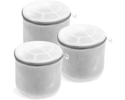 Waszak voor BH en Delicate Stoffen - Set van 3 stuks - Wasnet voor Wasmachine en Droger - 17 x 15 cm - Lingerie Waszak met Verborgen Rits - Anti-klit en Vormbehoud - Duurzame Bescherming voor Ondergoed - Ook Geschikt als Reis-opbergzak - Wit
