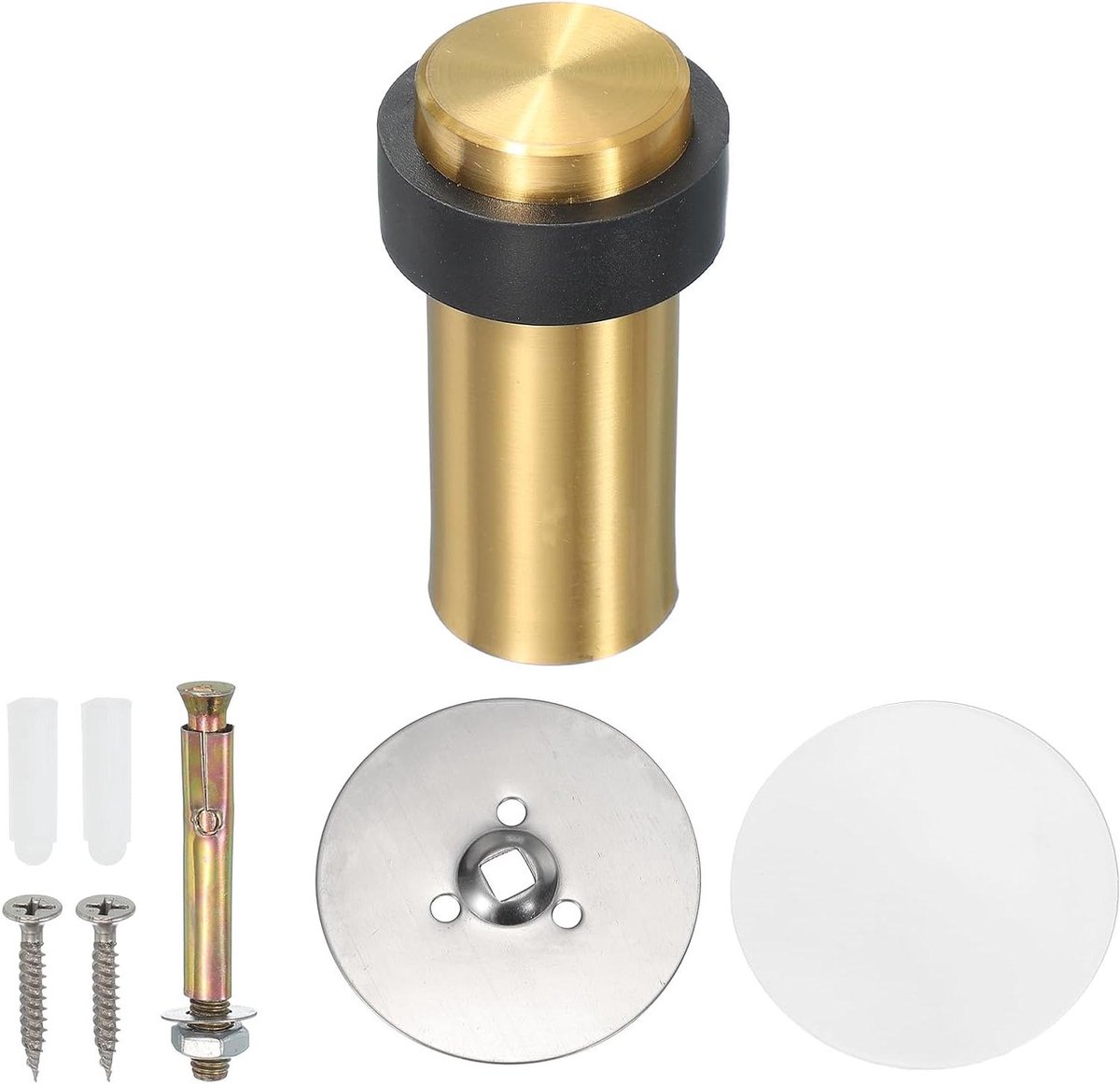 Deurstoppers Set - Deurwig Cilinder - Vloer Beschermen - Roestvrij Staal - 80 mm Hoog - Grijs