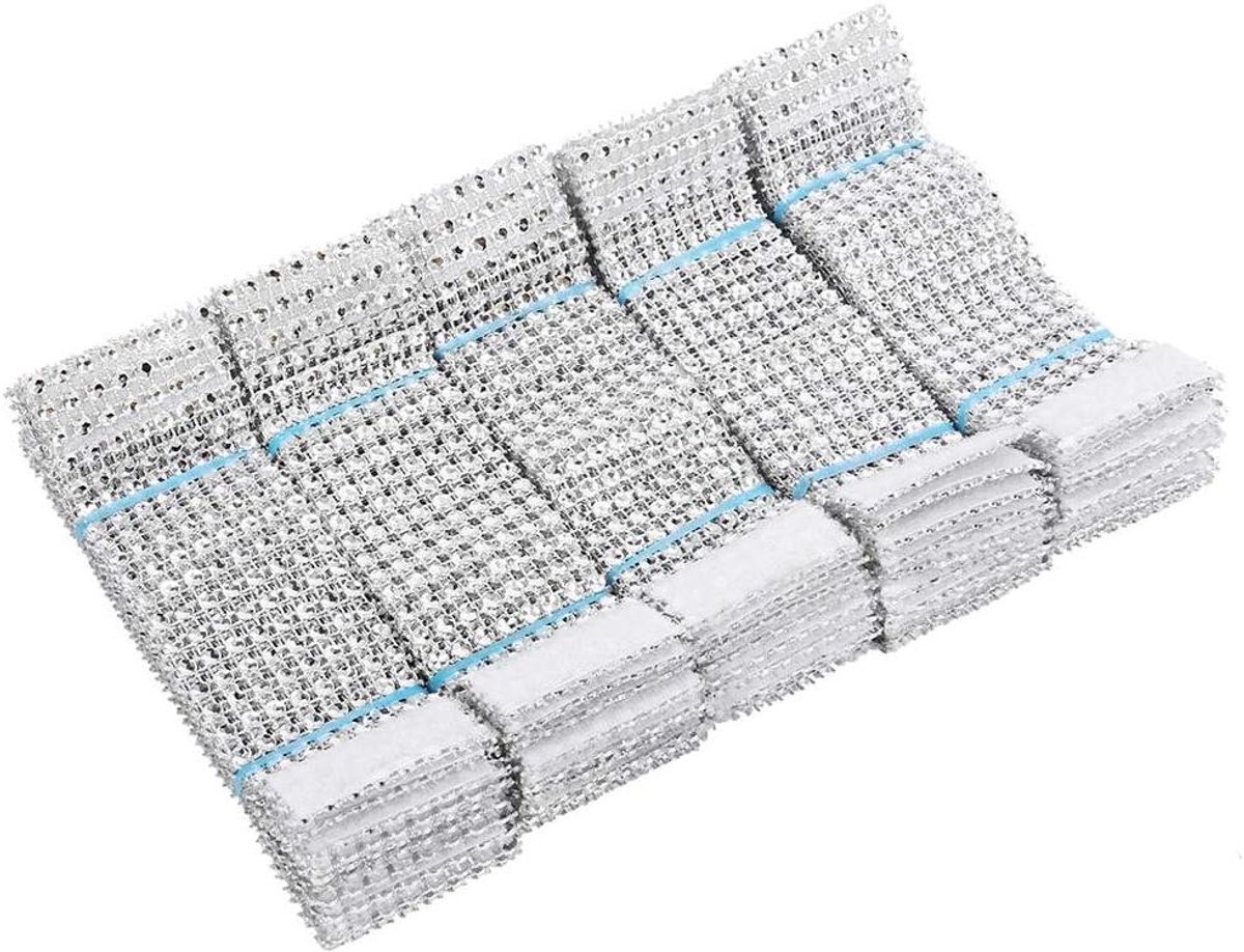 Servet Band Set - Mesh Lint - Tafel Decoratie - 8 Rijen Ontwerp - 100 Stuks - Zilver
