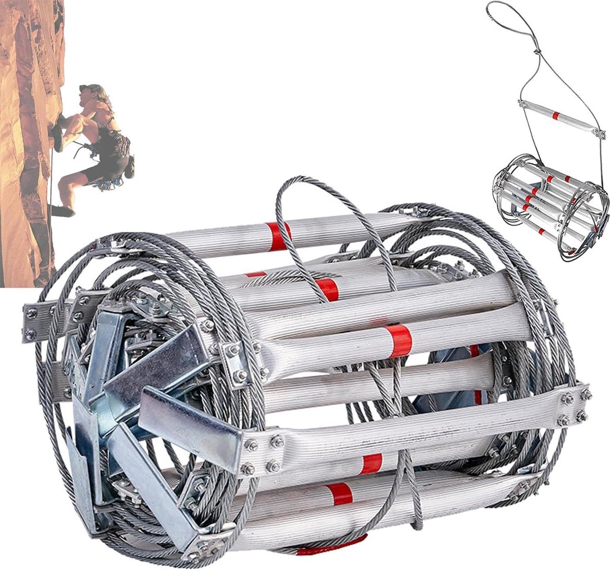 Noodladder - Brandladder Touwladder - Snelle Redding - Aluminiumlegering - 5 meter - Meerkleurig