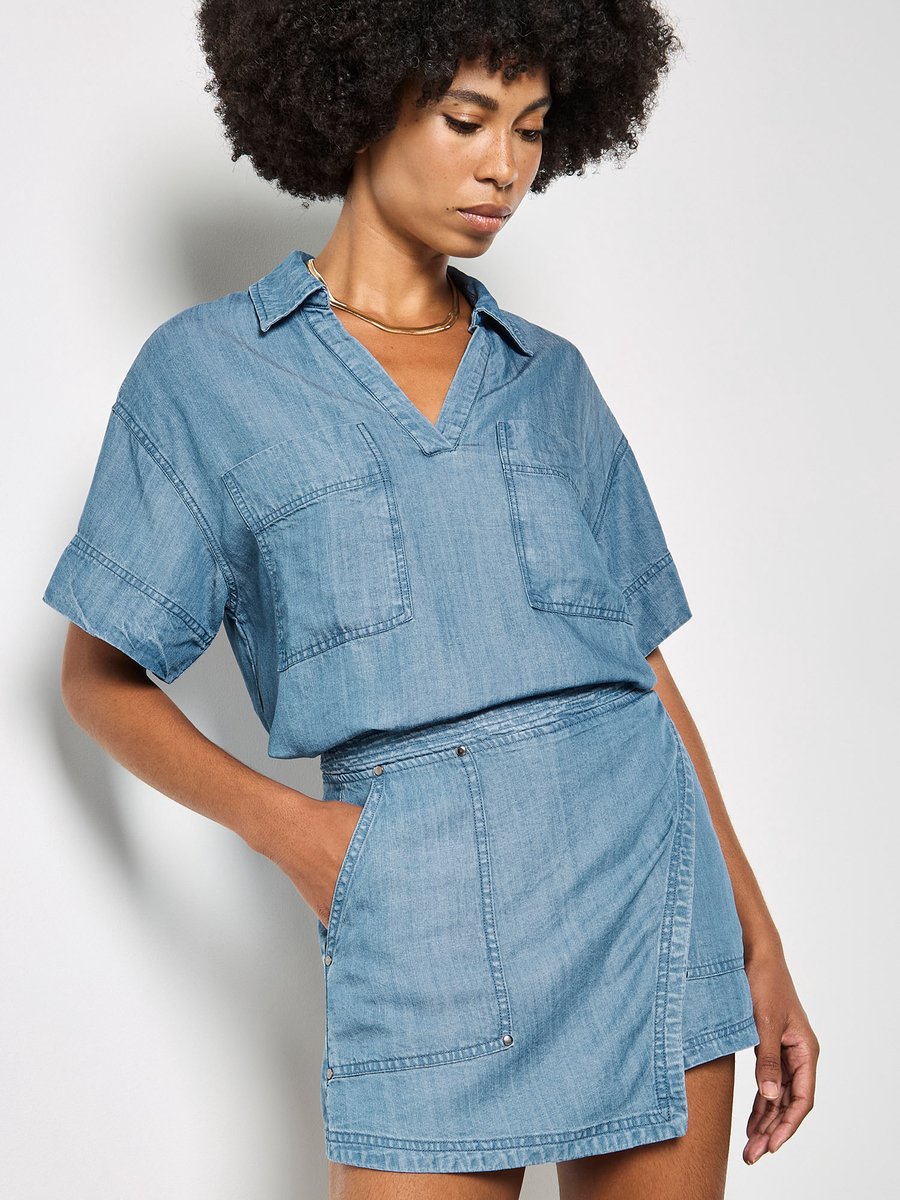 Denim wikkel-minirok