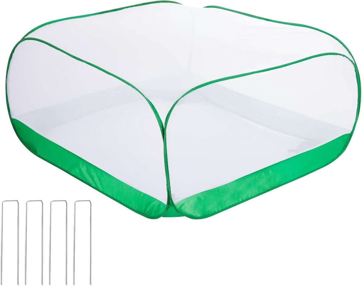 Plantennet Tuin - Beschermhoes Planten - Bescherming Tegen Ongedierte - Weerbestendig Ontwerp - 120x120x60 cm - Groen Wit