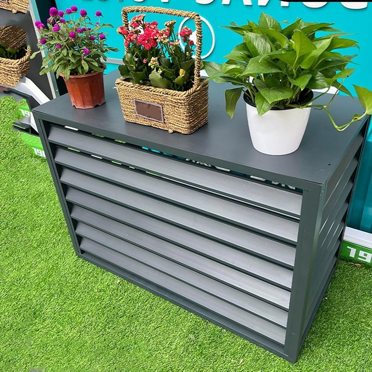 Buitenunit Afdekking - Privacy Scherm - Buitenruimte Verfraaien - Aluminium Constructie - Universeel - Zwart