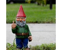 Garden Gnome Statue 15cm Dwarf Ornament Funny Garden Lawn Ornaments Waterproof Sun Protection Garden Decoration for Garden Patio Balcony Middle Finger Funny Gnome