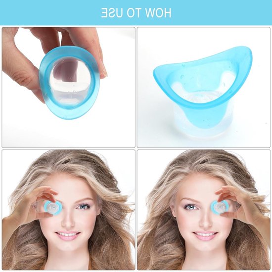Set van 2 Siliconen Oogspoelbekers, 10ml Herbruikbare Oogspoeling, Draagbare Oogverzorging, Oogbad Glazen, Ooghygiëne Tools, Blauw, Roze — afbeelding 4