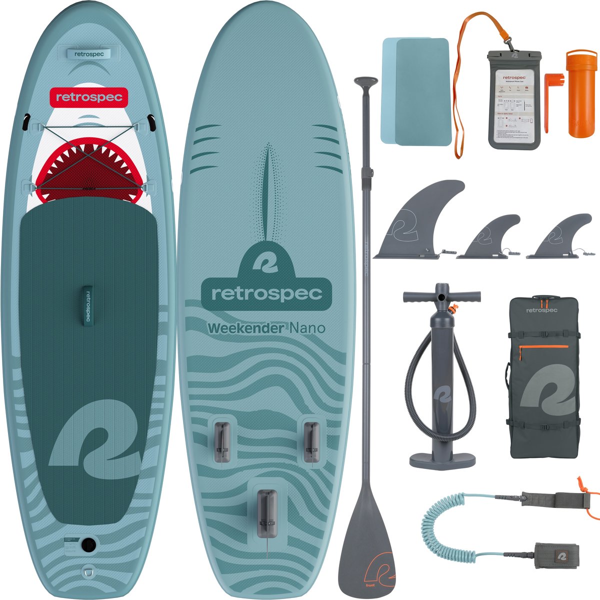Retrospec Opblaasbaar Kids Supboard - 259 cm - Inclusief Peddel, Opbergtas en Accessoires - Stand Up Paddle Board / SUP - Blauw / Wit / Rood