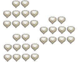 COHEALI 30 Stuks Strass Schoengesp Ambachtelijke Charmes Platte Achterkant Parel Edelstenen Hart Charmes Kralen Parel Ornamenten Imitatie Parel Kralen Klauw Ketting Waterdruppel