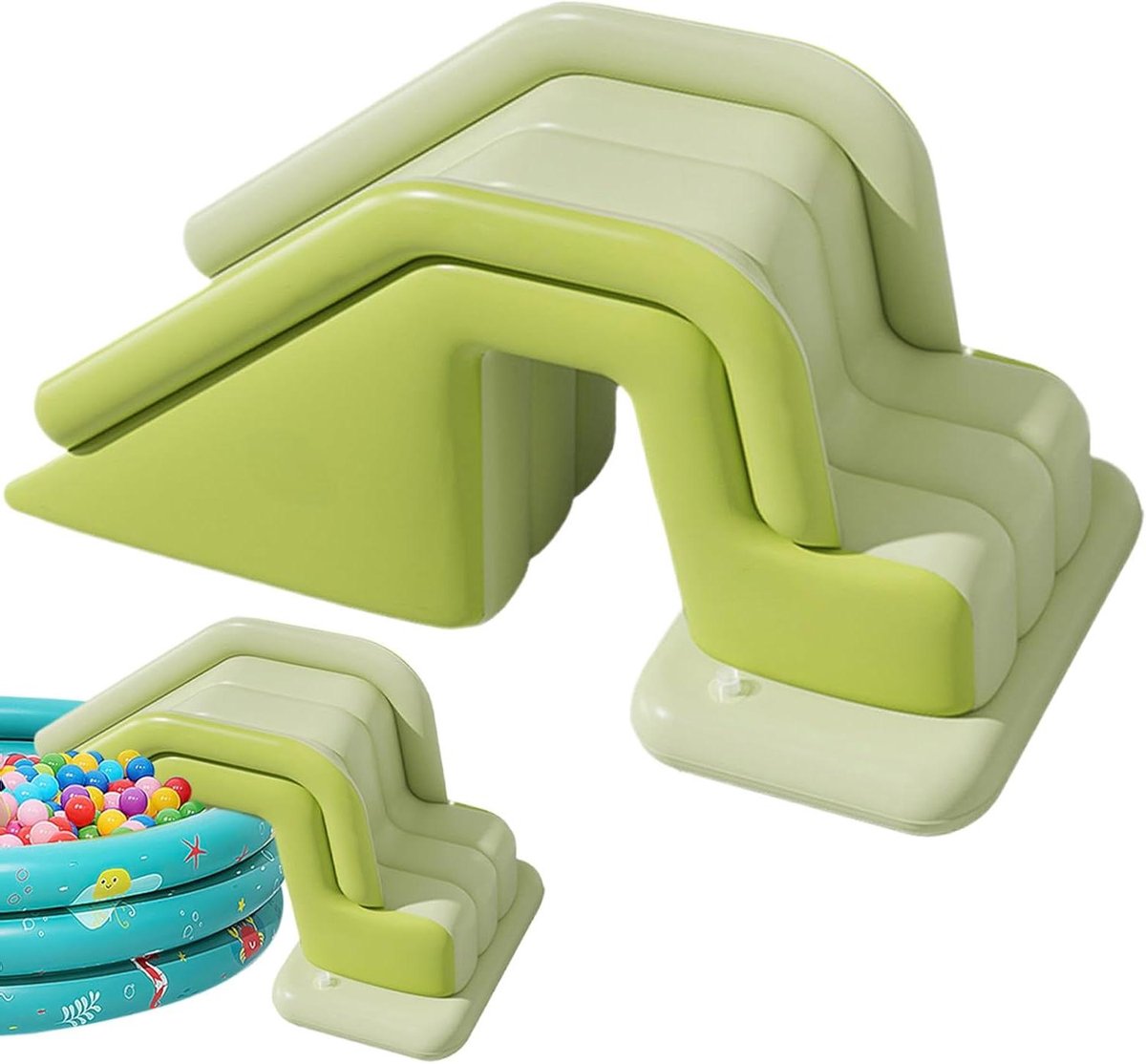 Opblaasbare glijbaan, inklapbaar, innovatief ontwerp voor kinderen, zwembad, helling, antislip, snelle montage, outdoor, ontspanning, waterspelletjes, veelzijdig inzetbaar, voor binnen en buiten