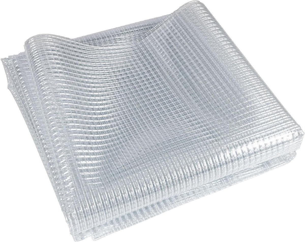 Afdekzeil, roosterfolie, waterdicht, weerbestendig, broeikasfolie, transparant, pvc, zeil, tuin, beschermend zeil, tuinmeubelen, scheurvast, winterbestendig, tuinfolie, uv-bestendig, 5 x 2,5 m, 510 g