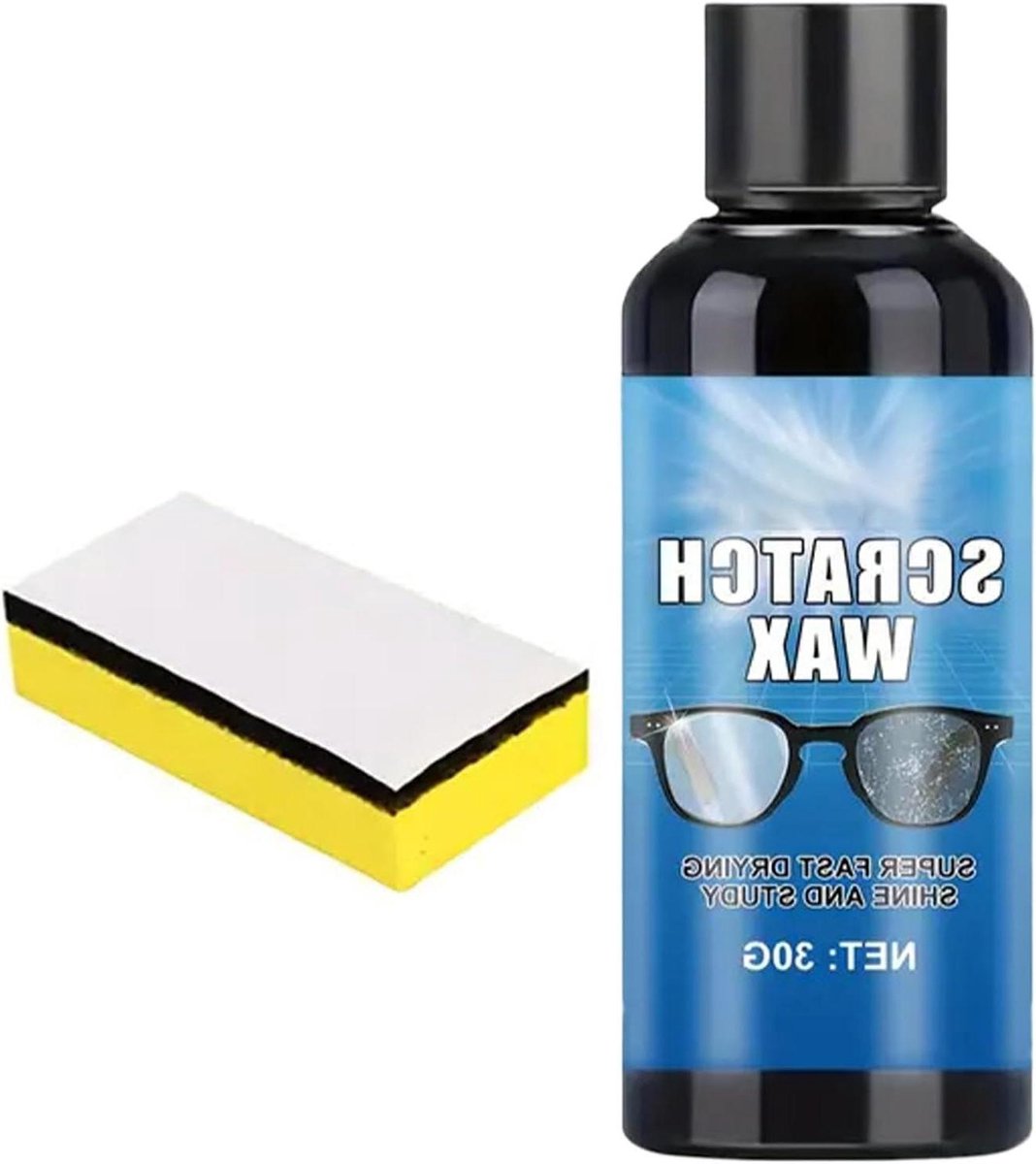 Krasverwijderaar Glazen - Lenzen polijstpen - Krassen Herstellen - Eénhandige bediening - 3 x 72 cm - Grijs