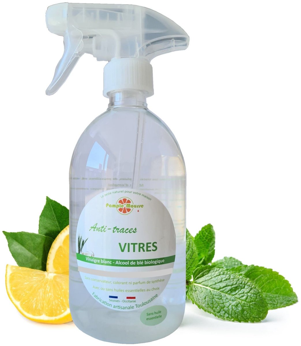 100% Plantaardige Marseille Raam spray reiniger MUNT - anti-vlekken - glans ramen - Marseille zeep 500ml
