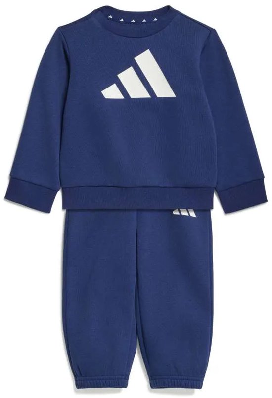 Compleet Adidas trainingspak: donkerblauwe sweater met logo en bijpassende joggingbroek.