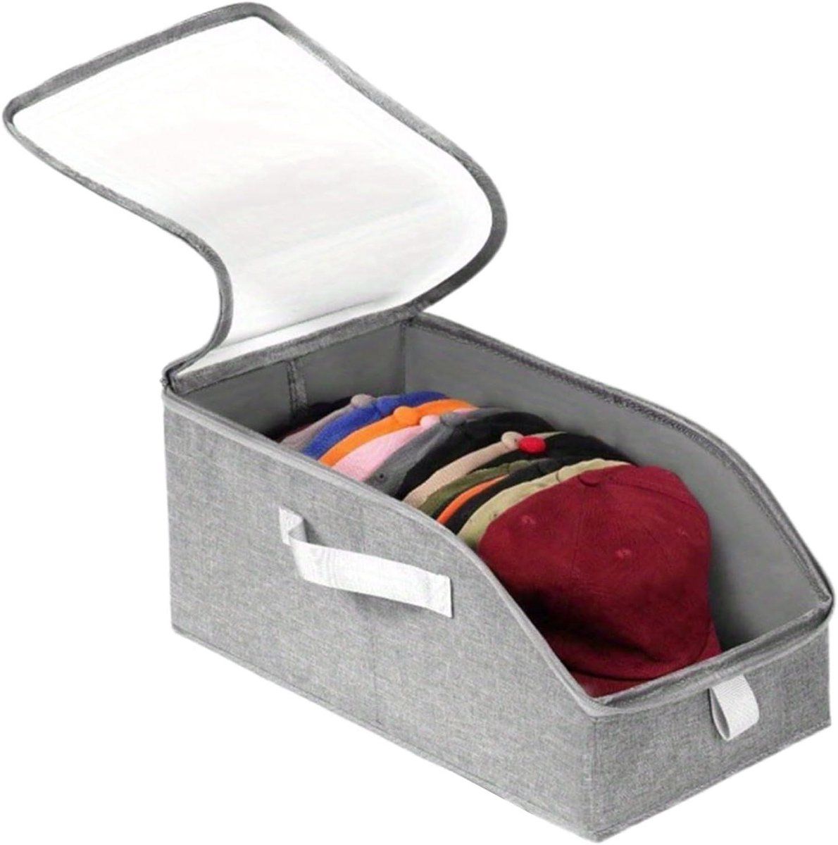 Opbergdoos Petten - Stapelbare Organizer - Kast Opruimen - Doorzichtig Venster - 376 cm - Grijs