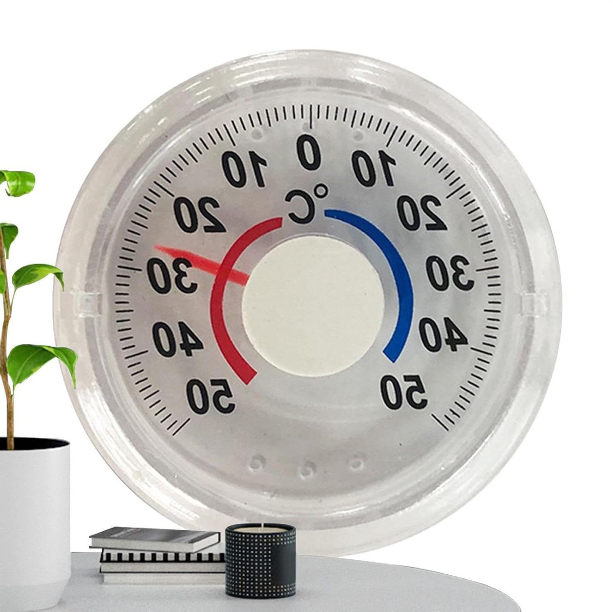 Raamthermometer Analoog - Buitenmeter Glasstijl - Temperatuur Bewaken - Zelfklevend Transparant - 7x7.5 cm - Transparant