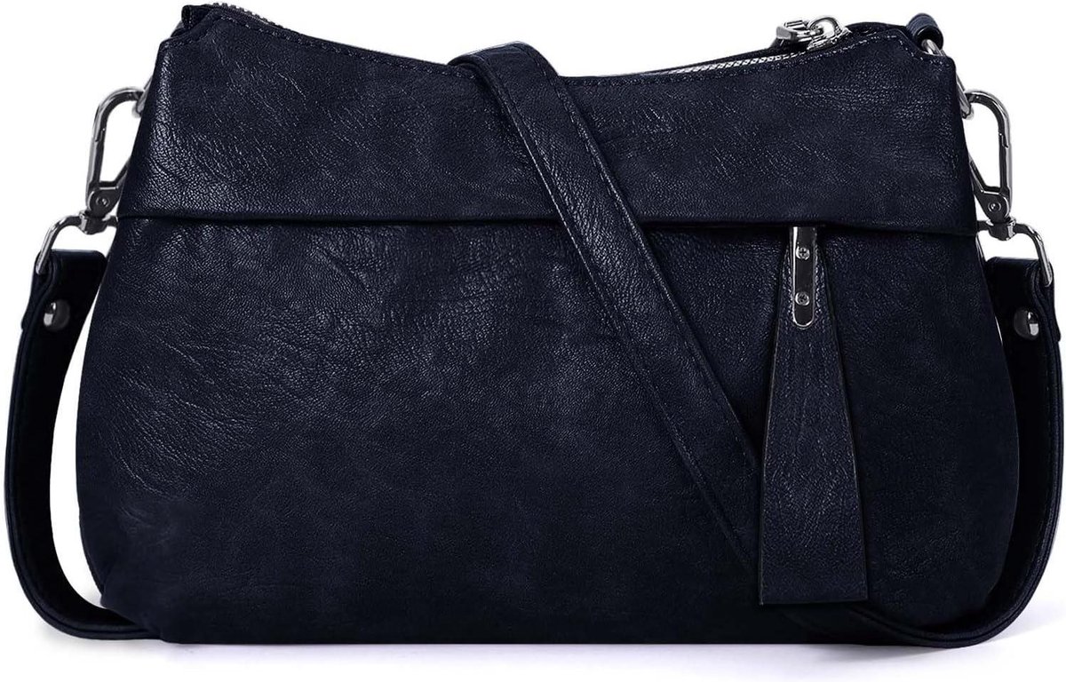 Dames Schoudertas - Leren Handtas - Dagelijks Gebruik - Meerdere Vakken - 21 x 15 cm - Blauw