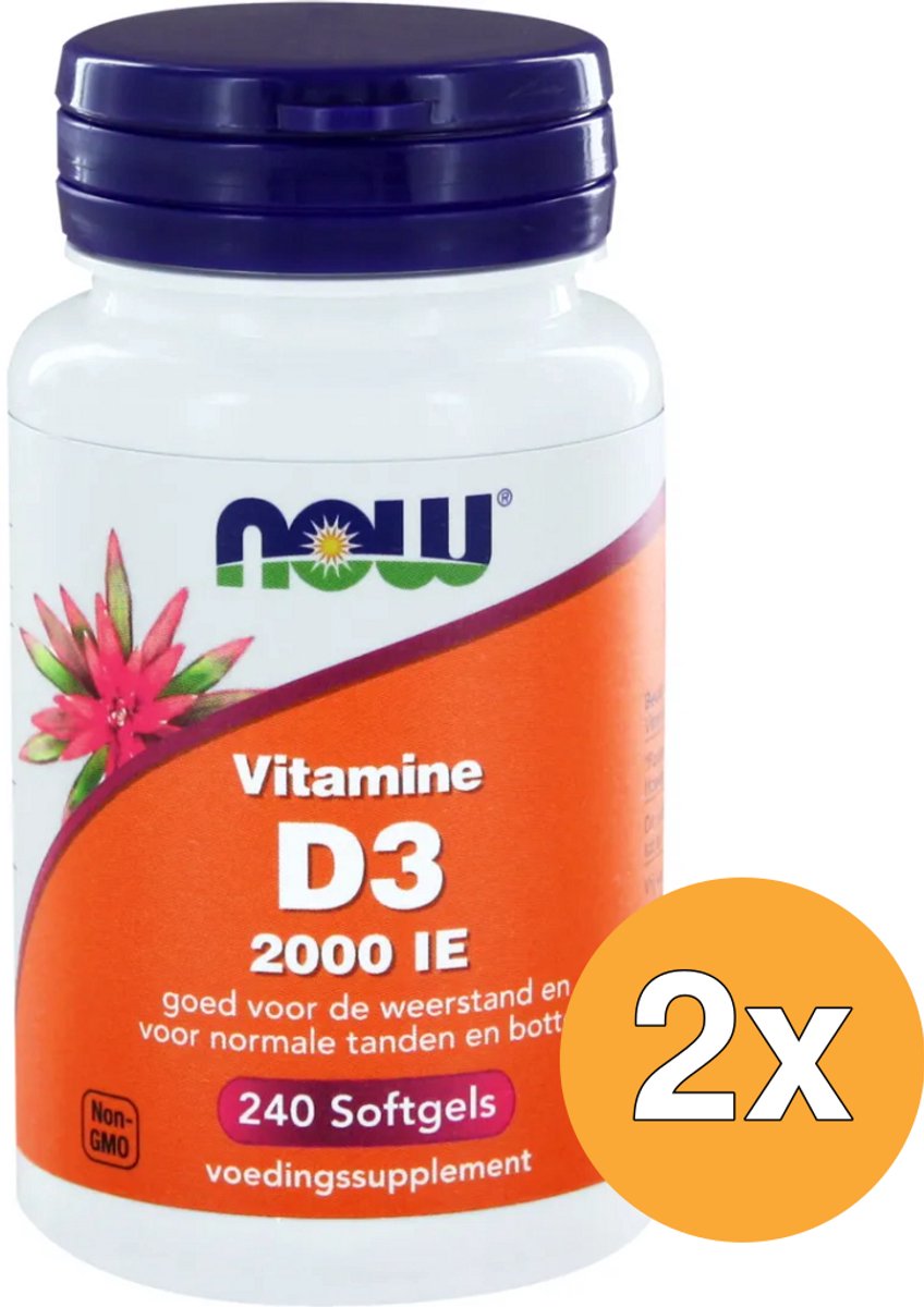 2x Now Vitamine D3 2000IE (240 softgels)